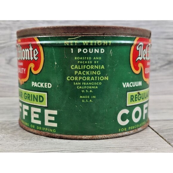 Vintage Del Monte 1 LB Coffee Can Has Patina - Picture 2 of 10